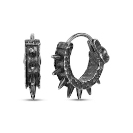 Men's Spiked & Hammered Hoop Earrings Stainless Steel