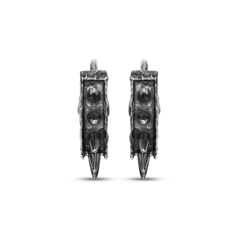 Main Image 2 of Men's Spiked & Hammered Hoop Earrings Stainless Steel