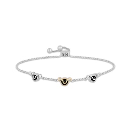 Disney Treasures The Lion King "Simba" Black Onyx Station Bolo Bracelet Sterling Silver & 10K Yellow Gold 9.5"