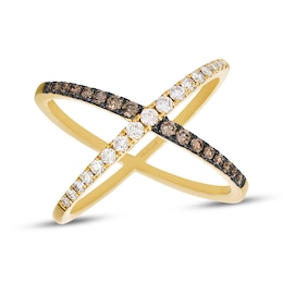 Le Vian Kiss Collection Diamond "X" Crossover Ring 1/2 ct tw 14K Honey Gold