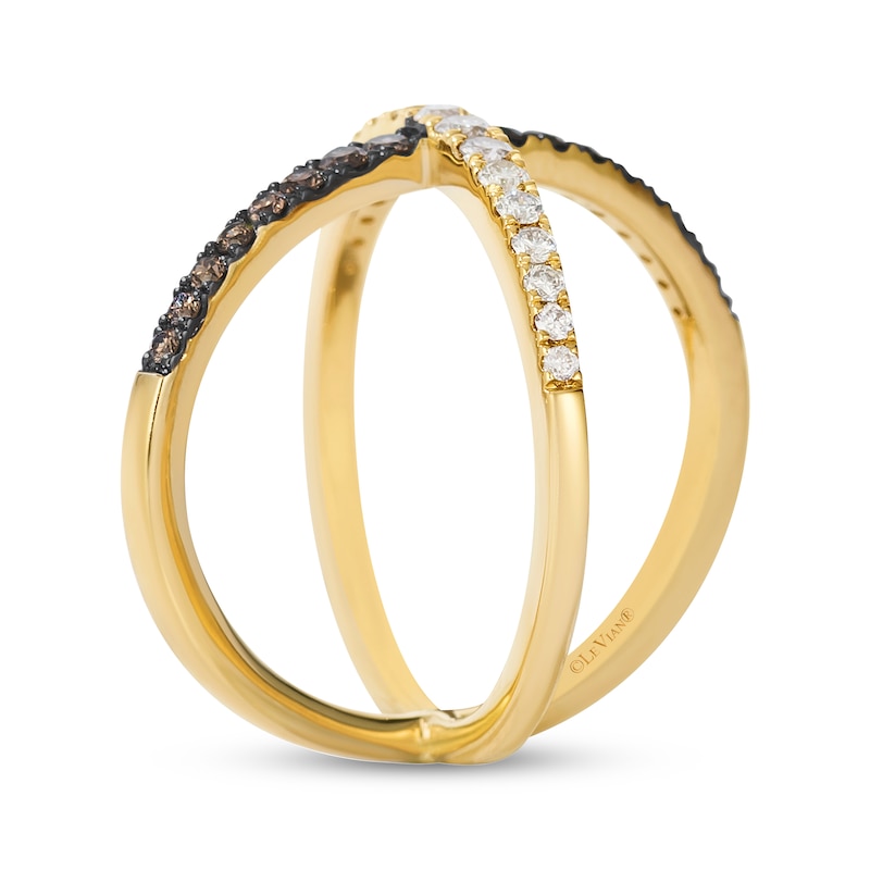 Main Image 2 of Le Vian Kiss Collection Diamond "X" Crossover Ring 1/2 ct tw 14K Honey Gold