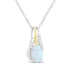 Thumbnail Image 2 of Oval-Cut Lab-Created Opal & White Lab-Created Sapphire Necklace Sterling Silver & 10K Yellow Gold 18"