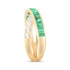 Thumbnail Image 2 of Square-Cut Lab-Created Emerald & White Lab-Created Sapphire Crossover Ring 10K Yellow Gold