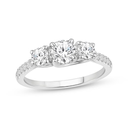 Memories Moments Magic Round-Cut Diamond Three-Stone Engagement Ring 1 ct tw 14K White Gold