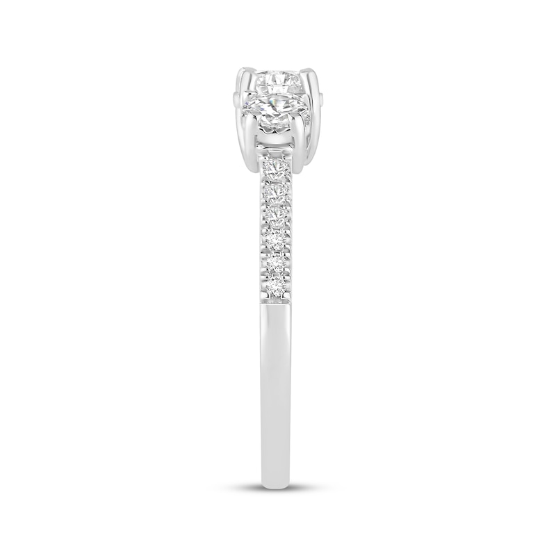 Main Image 2 of Memories Moments Magic Round-Cut Diamond Three-Stone Engagement Ring 1 ct tw 14K White Gold