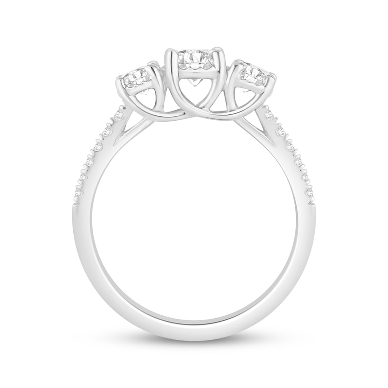 Main Image 3 of Memories Moments Magic Round-Cut Diamond Three-Stone Engagement Ring 1 ct tw 14K White Gold