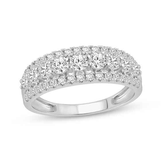 Now + Forever Lab-Grown Diamonds Three-Row Anniversary Ring 1-1/4 ct tw 14K White Gold
