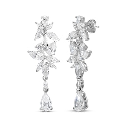 Pear-Shaped & Marquise-Cut White Lab-Created Sapphire Drop Earrings Sterling Silver