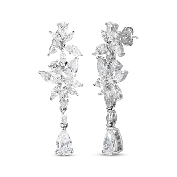 Pear-Shaped & Marquise-Cut White Lab-Created Sapphire Drop Earrings Sterling Silver