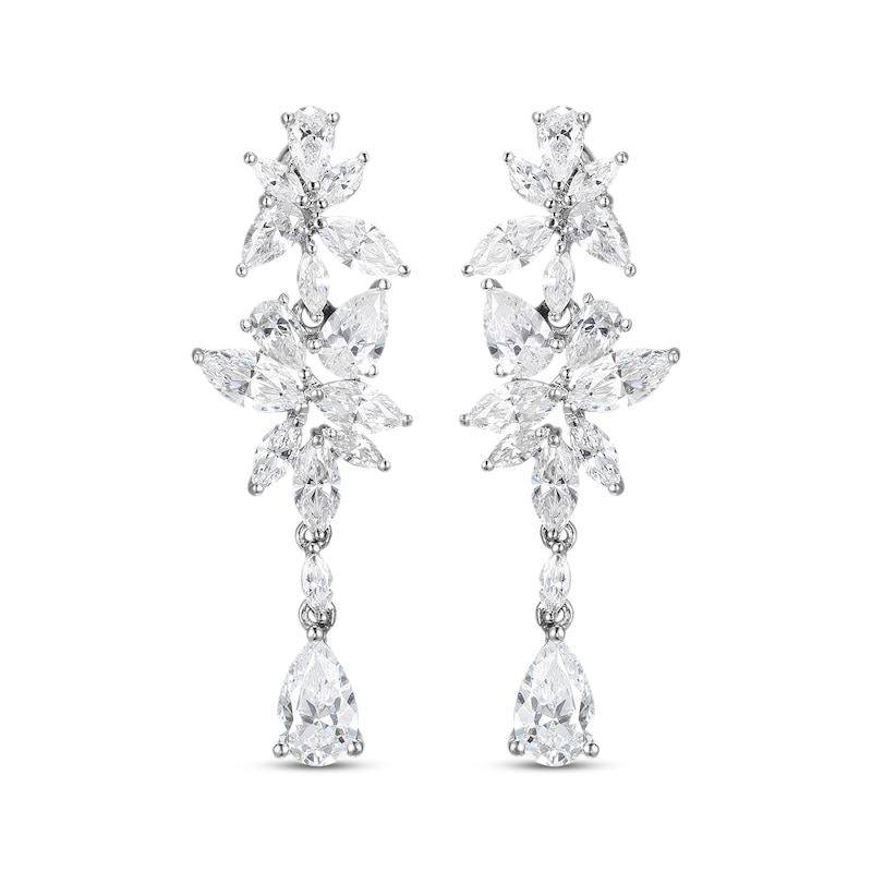 Main Image 2 of Pear-Shaped & Marquise-Cut White Lab-Created Sapphire Drop Earrings Sterling Silver
