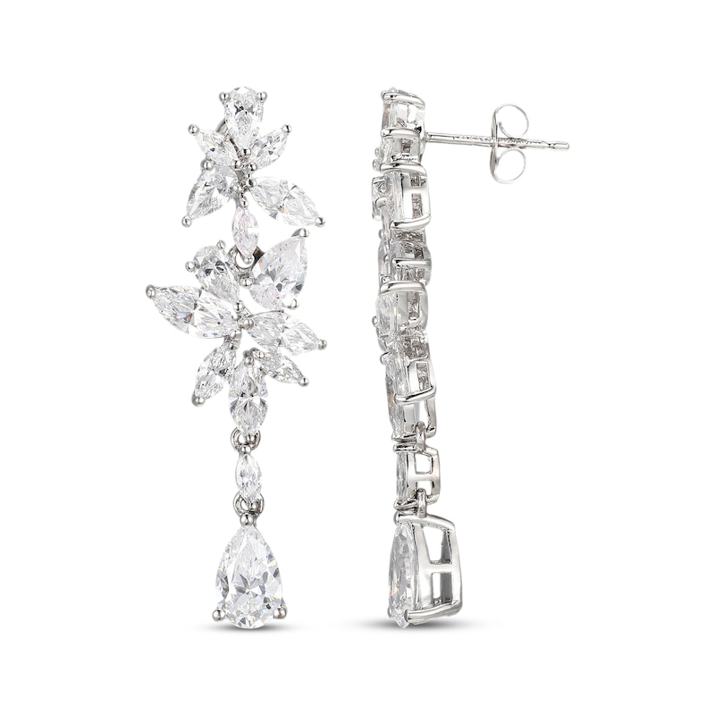 Main Image 3 of Pear-Shaped & Marquise-Cut White Lab-Created Sapphire Drop Earrings Sterling Silver