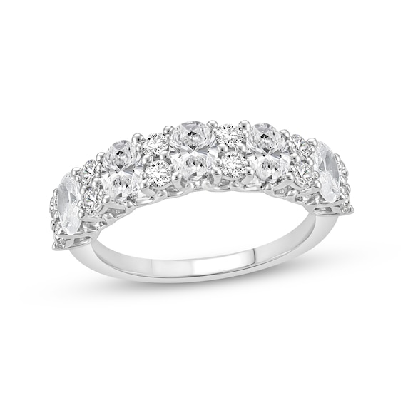 Lab-Grown Diamonds Oval & Round-Cut Anniversary Ring 2 ct tw 10K White Gold