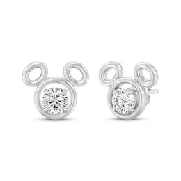 Disney Treasures Mickey Mouse Lab-Grown Diamond Solitaire Stud Earrings 1/2 ct tw Sterling Silver