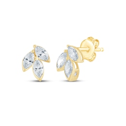 Monique Lhuillier Bliss Marquise-Cut Lab-Grown Diamond Trio Stud Earrings 1/2 ct tw 24K Yellow Gold Vermeil Sterling Silver