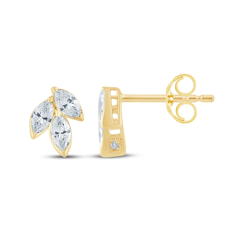 Main Image 3 of Monique Lhuillier Bliss Marquise-Cut Lab-Grown Diamond Trio Stud Earrings 1/2 ct tw 24K Yellow Gold Vermeil Sterling Silver