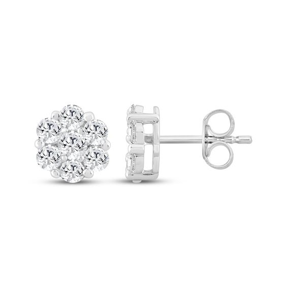 KAY Lab-Grown Diamonds Flower Stud Earrings 1 ct tw Sterling Silver