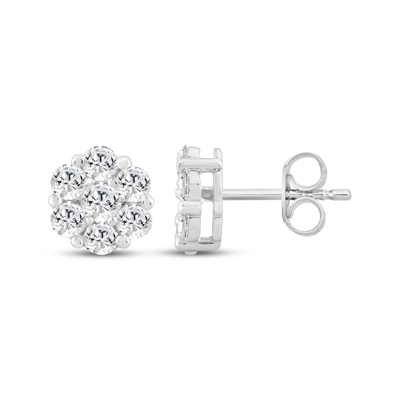 Main Image 1 of KAY Lab-Grown Diamonds Flower Stud Earrings 1 ct tw Sterling Silver