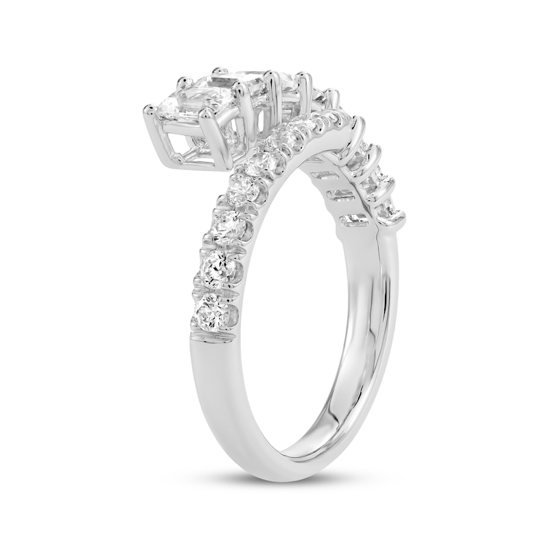 Main Image 2 of KAY Lab-Grown Diamonds Emerald-Cut & Round-Cut Deconstructed Bypass Ring 1-1/2 ct tw 10K White Gold