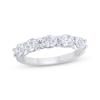 Lab-Grown Diamonds Oval-Cut East-West Anniversary Ring 1-1/4 ct tw 14K White Gold