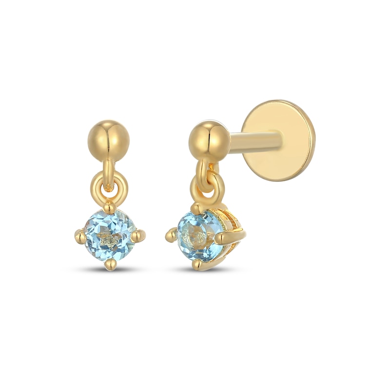 Main Image 1 of STUDIO BY KAY Swiss Blue Topaz Solitaire Dangle Earrings 24K Yellow Gold Vermeil Sterling Silver
