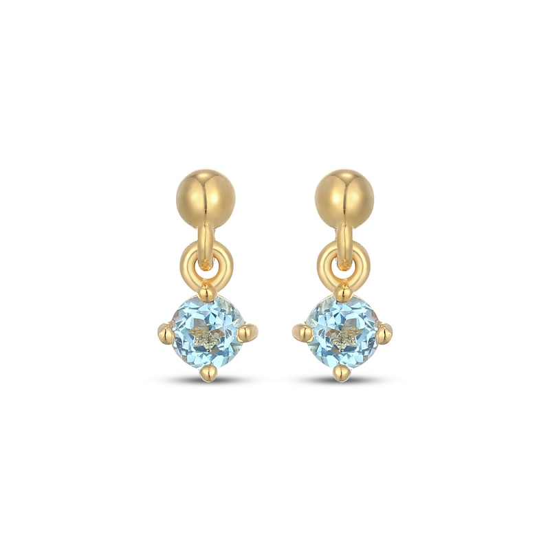Main Image 2 of STUDIO BY KAY Swiss Blue Topaz Solitaire Dangle Earrings 24K Yellow Gold Vermeil Sterling Silver