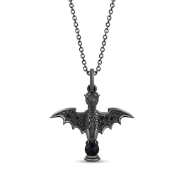 Disney Treasures The Haunted Mansion "The Fiery Dragon" Black Onyx & Diamond Necklace 1/15 ct tw Sterling Silver 19"