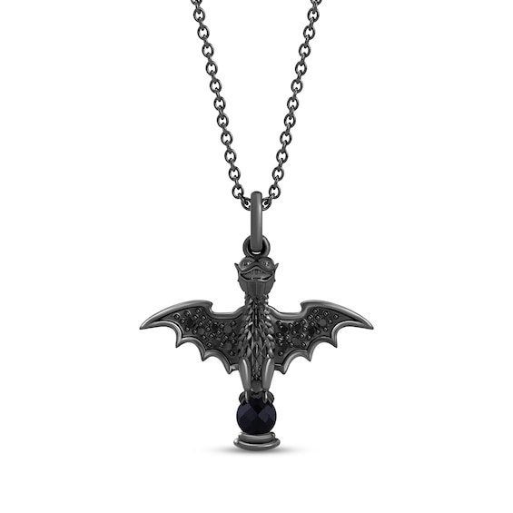 Disney Treasures The Haunted Mansion "The Fiery Dragon" Black Onyx & Diamond Necklace 1/15 ct tw Sterling Silver 19"