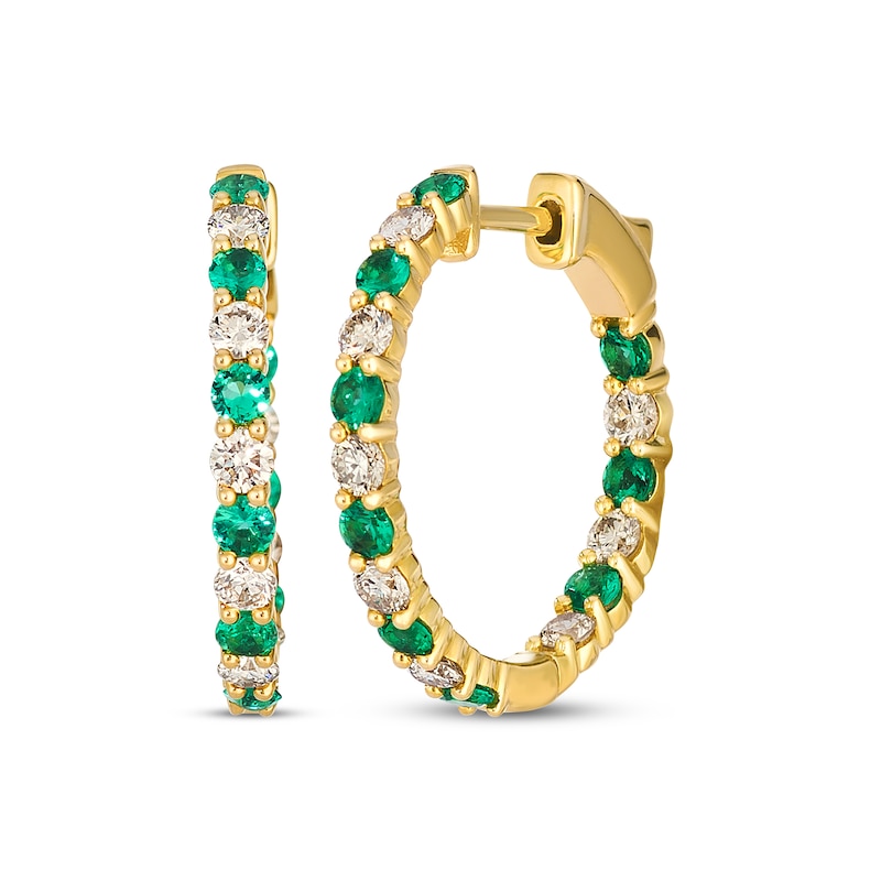 Main Image 1 of Le Vian Emerald inside-Out Hoop Earrings 5/8 ct tw Diamonds 14K Honey Gold
