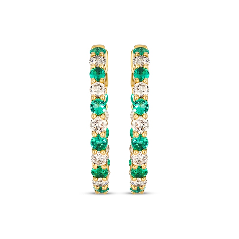 Main Image 2 of Le Vian Emerald inside-Out Hoop Earrings 5/8 ct tw Diamonds 14K Honey Gold