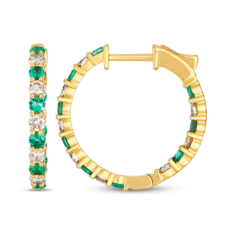 Main Image 3 of Le Vian Emerald inside-Out Hoop Earrings 5/8 ct tw Diamonds 14K Honey Gold