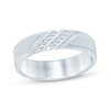 Thumbnail Image 1 of Now + Forever Men's Diamond Diagonal Two-Row Wedding Band 1/10 ct tw 10K White Gold