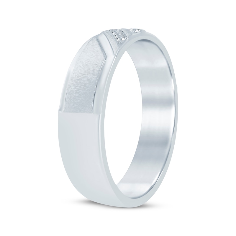 Main Image 2 of Now + Forever Men's Diamond Diagonal Two-Row Wedding Band 1/10 ct tw 10K White Gold