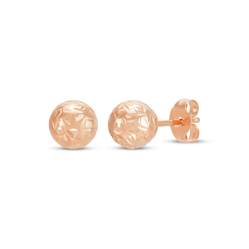 Main Image 1 of Diamond-Cut Ball Stud Earrings 14K Rose Gold 5mm