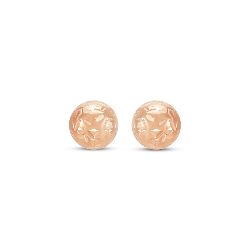 Main Image 2 of Diamond-Cut Ball Stud Earrings 14K Rose Gold 5mm