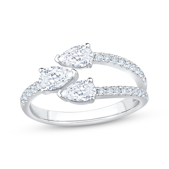 KAY Lab-Grown Diamonds Pear-Shaped Three-Row Bypass Ring 1 ct tw 10K White Gold