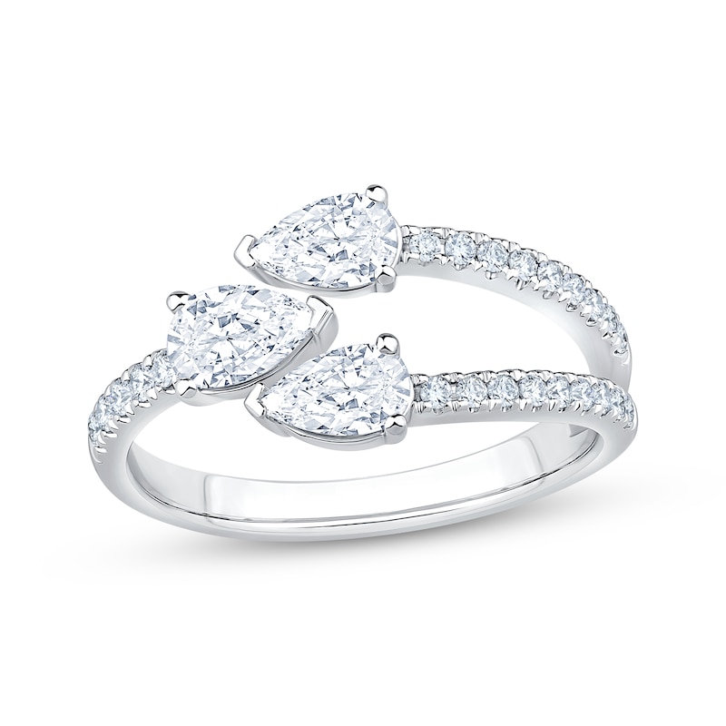 Main Image 1 of KAY Lab-Grown Diamonds Pear-Shaped Three-Row Bypass Ring 1 ct tw 10K White Gold