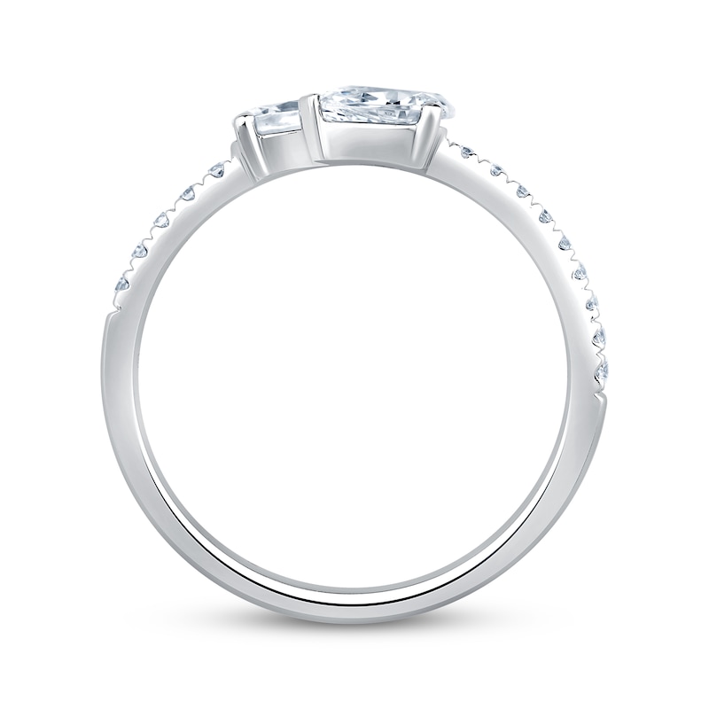 Main Image 2 of KAY Lab-Grown Diamonds Pear-Shaped Three-Row Bypass Ring 1 ct tw 10K White Gold