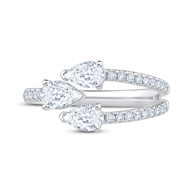 Main Image 3 of KAY Lab-Grown Diamonds Pear-Shaped Three-Row Bypass Ring 1 ct tw 10K White Gold