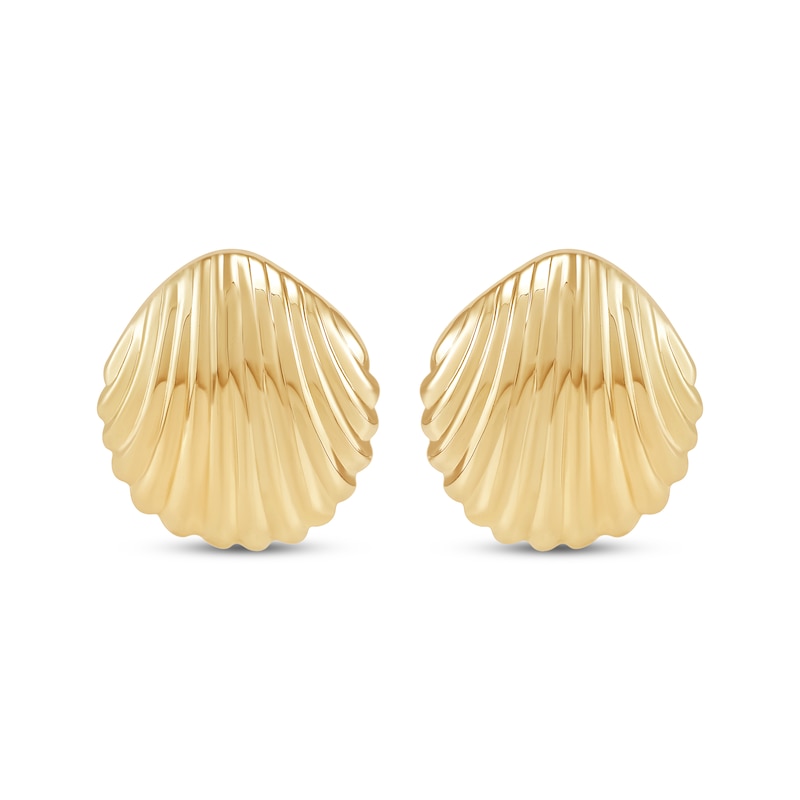 Main Image 2 of Seashell Stud Earrings 14K Yellow Gold