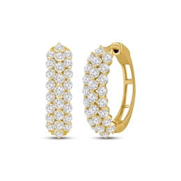 KAY Lab-Grown Diamonds Three-Row Hoop Earrings 2 ct tw 10K Yellow Gold