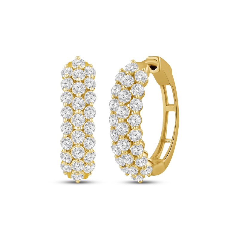 Main Image 1 of KAY Lab-Grown Diamonds Three-Row Hoop Earrings 2 ct tw 10K Yellow Gold