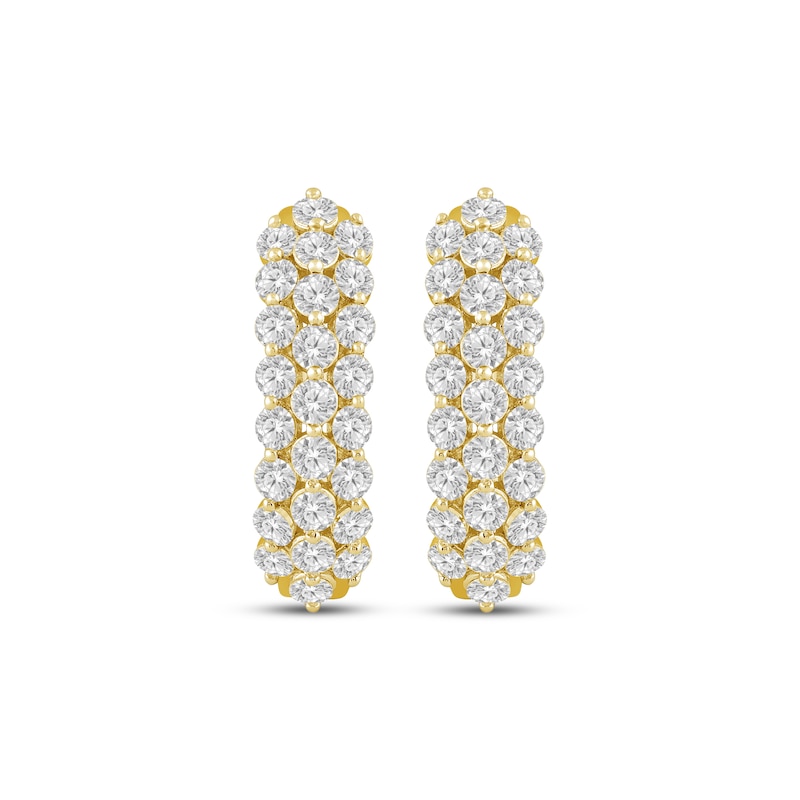 Main Image 2 of KAY Lab-Grown Diamonds Three-Row Hoop Earrings 2 ct tw 10K Yellow Gold