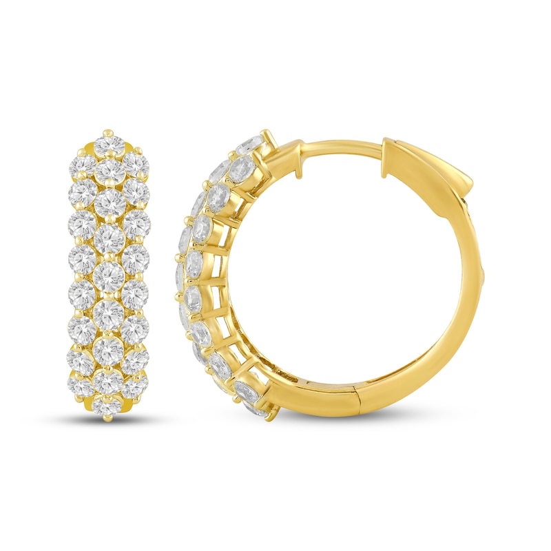 Main Image 3 of KAY Lab-Grown Diamonds Three-Row Hoop Earrings 2 ct tw 10K Yellow Gold