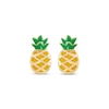 Thumbnail Image 2 of Green & Yellow Enamel Pineapple Stud Earrings 14K Yellow Gold