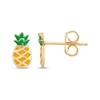 Thumbnail Image 3 of Green & Yellow Enamel Pineapple Stud Earrings 14K Yellow Gold