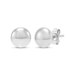 Flat Ball Stud Earrings 14K White Gold 5.75mm
