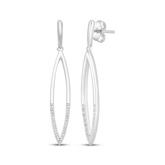Diamond Marquise-Shaped Open Dangle Earrings 1/20 ct tw Sterling Silver