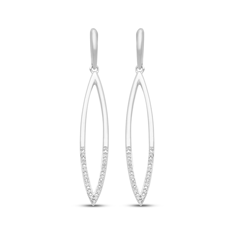 Main Image 2 of Diamond Marquise-Shaped Open Dangle Earrings 1/20 ct tw Sterling Silver