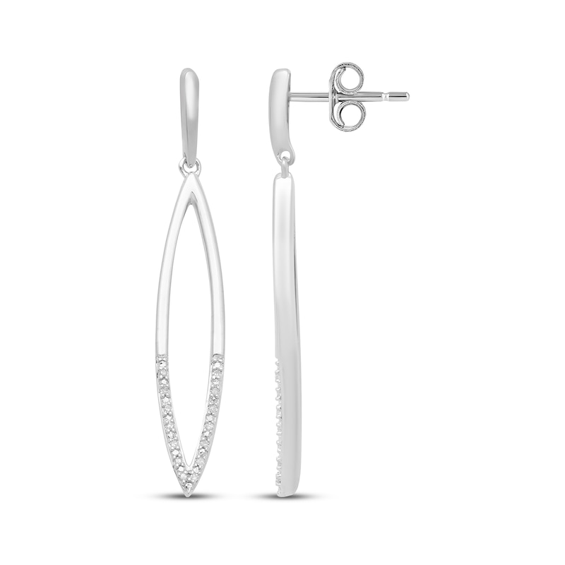 Main Image 3 of Diamond Marquise-Shaped Open Dangle Earrings 1/20 ct tw Sterling Silver