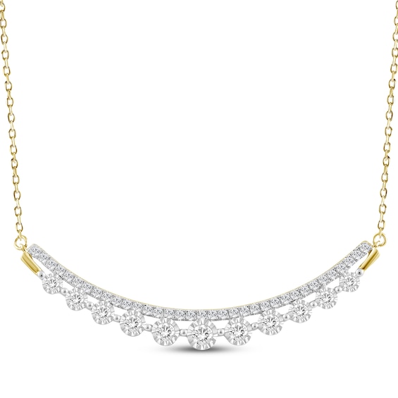 Diamond Two-Row Smile Necklace 1 ct tw 14K Yellow Gold 18"